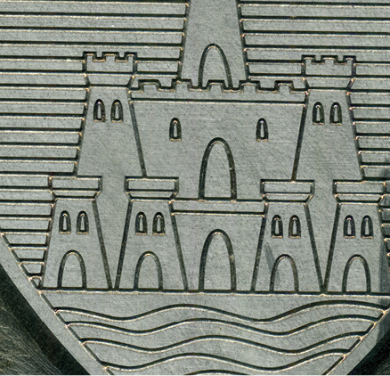 Detall escut Eivissa, restauració gràfica de Montse Noguera
